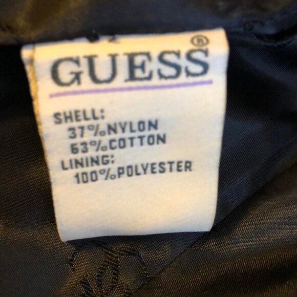 GUESS Y2K Vintage Trench Coat Black w Gold Contrast Stitching M MSRP $250 - Picture 9 of 10